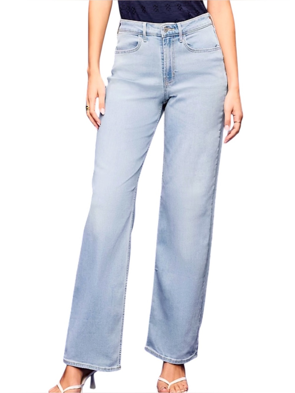 Old Navy Women’s TALL Light Wash High-Rise Wide Leg Jeans Size 10 Long Stretch